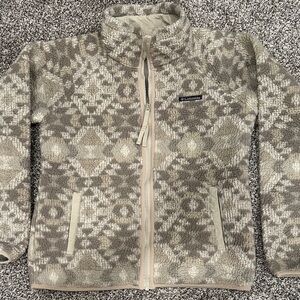 Columbia Women's Tan and Gray Patterned Teddy Jacket